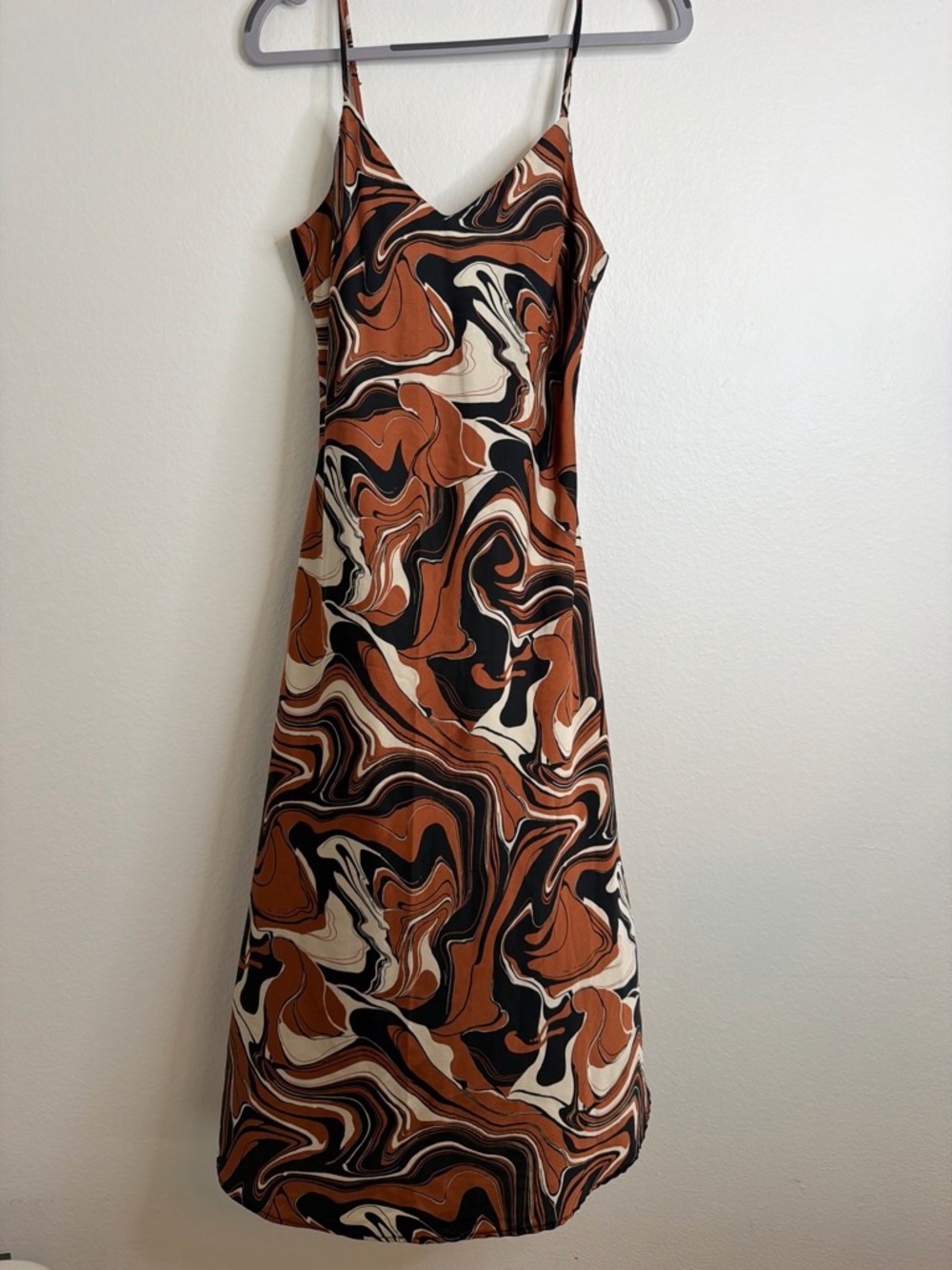 Forever 21 Brown Abstract Swirl Maxi Dress Size S